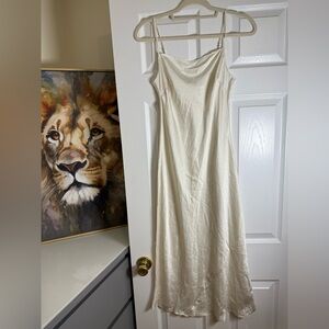 Aritzia Cream Satin Maxi Slip Dress